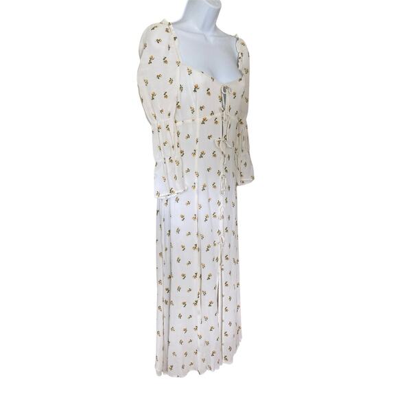 Reformation Roberta Floral Viscose Peasant Boho Maxi /Midi Dress Size 12 - Picture 5 of 10